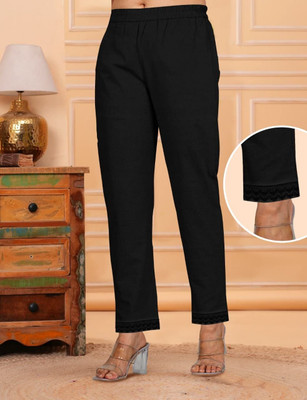 FazooRoyale Regular Fit Women Black Trousers