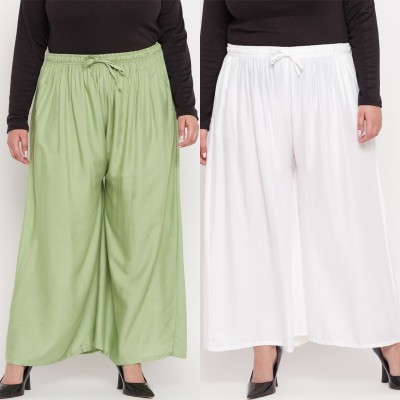 Ramadyers Flared Women White, Light Green Trousers