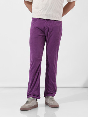 The Indian Garage Co. Straight Fit Men Purple Trousers