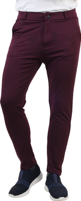 ynam Slim Fit Men Maroon Trousers