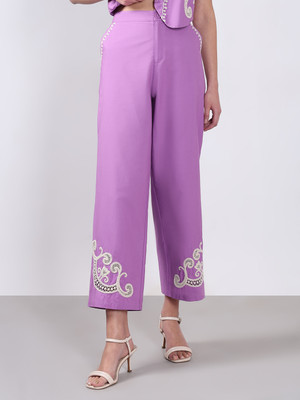 VERO MODA Straight Fit Women Purple Trousers