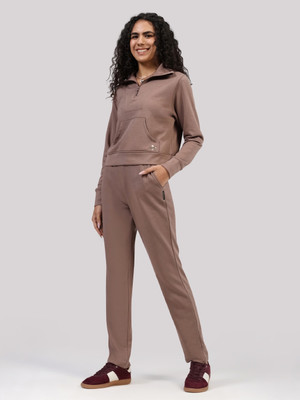 BlissClub BlissTerry Straight Pants - Regular Straight Fit Women Brown Trousers