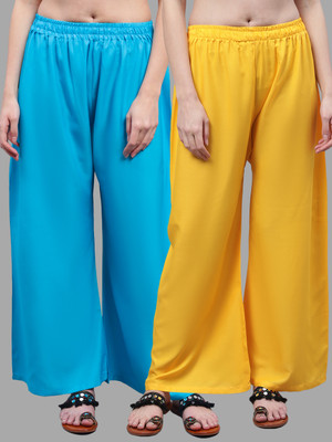 VALLES365 by S.c. Flared Women Blue, Yellow Trousers