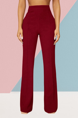 AKOTTY Comfort Fit, Regular Fit Women Maroon Trousers