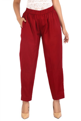 Cotton Culture Regular Fit Women Maroon Trousers