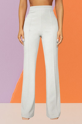 SKD TRENDZ Comfort Fit, Regular Fit Women White Trousers