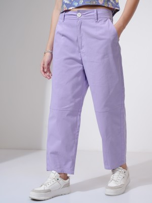 Tokyo Talkies Straight Fit Women Purple Trousers