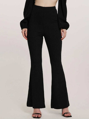 Broadstar Flared Women Black Trousers
