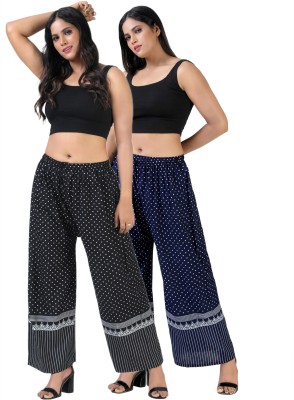 4K FASHION Relaxed Women Black, Blue Trousers