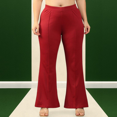 Trouserwala Loose Fit Women Maroon Trousers
