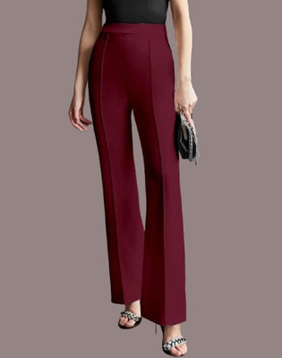 HouseOfCommon Regular Fit Women Maroon Trousers
