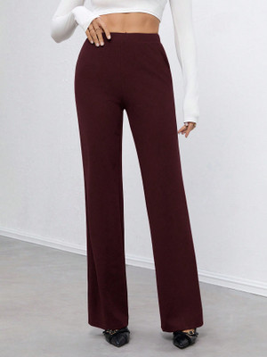 NUCOUTHS the style you love Regular Fit Women Maroon Trousers