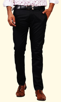 Traworld Regular Fit Men Black Trousers