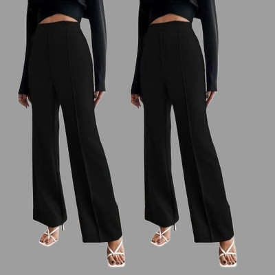 Shiv Gauri Straight Fit Women Black Trousers