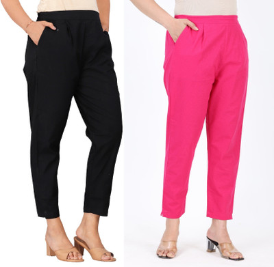 Averill Slim Fit Women Pink, Black Trousers