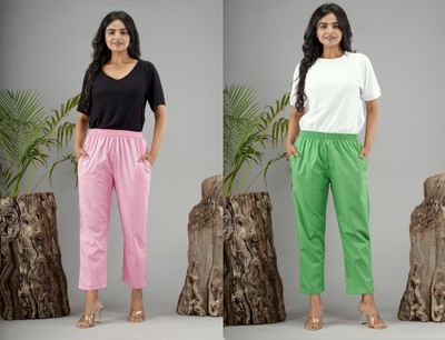 K2Creations Regular Fit Women Pink, Green Trousers