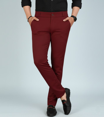 GHK Regular Fit Men Maroon Trousers