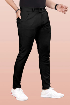 GIBBONTE Slim Fit Men Black Trousers