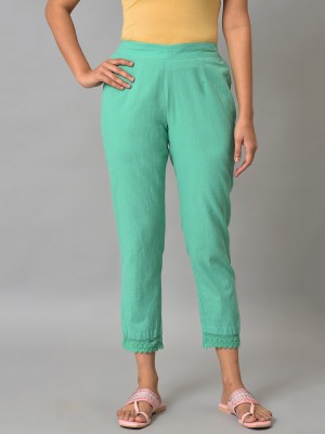 Aurelia Slim Fit Women Green Trousers