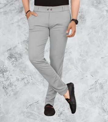 CIVIRASTTYLE Slim Fit Men Grey Trousers
