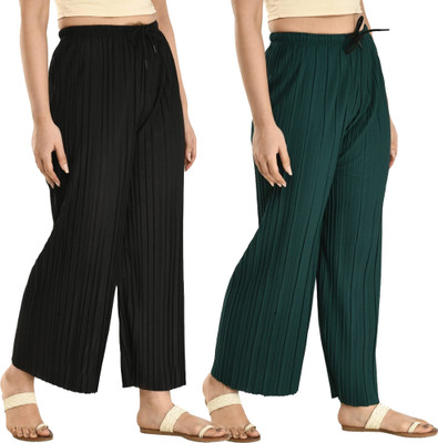 GLADLY Loose Fit Women Black, Green Trousers