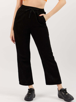 OUTZIDR Relaxed Women Black Trousers