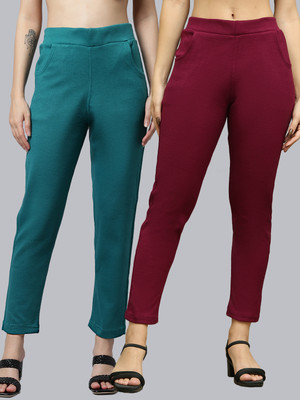 VALLES365 by S.c. Regular Fit Women Green, Purple Trousers