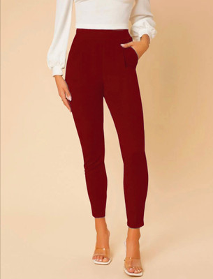 Maheshvi Regular Fit Women Maroon Trousers