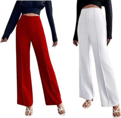 ASCRAFT Regular Fit Women Red, White Trousers
