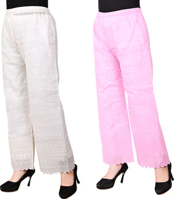 ANTRUE Regular Fit Women Cream, Pink Trousers