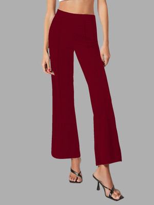 Maheshvi Regular Fit Women Maroon Trousers