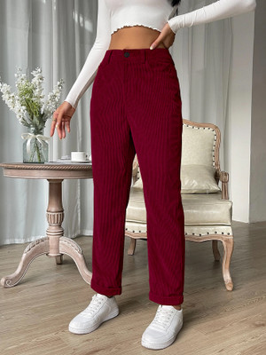 Rajovati Slim Fit Women Maroon Trousers