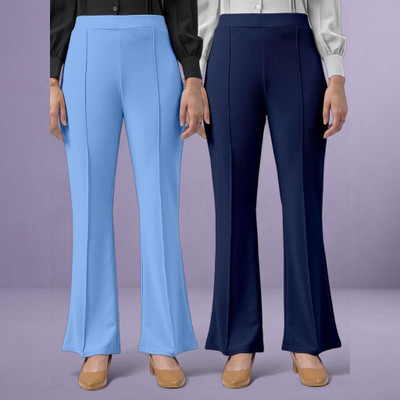 HouseOfCommon Loose Fit Women Light Blue, Dark Blue Trousers