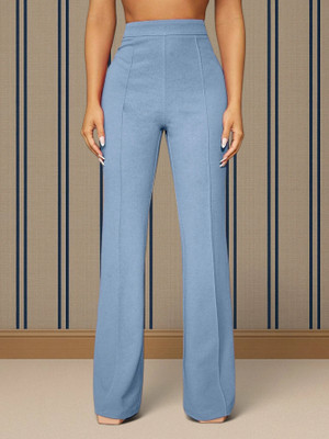 HouseOfCommon Comfort Fit, Regular Fit Women Light Blue Trousers