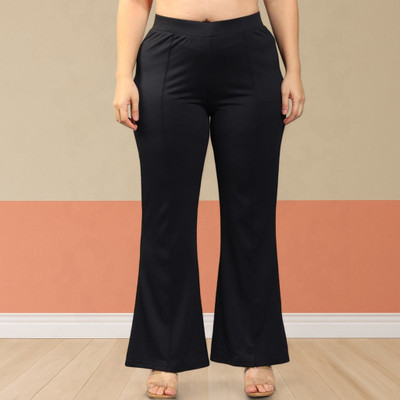 Looksky Loose Fit Women Black Trousers