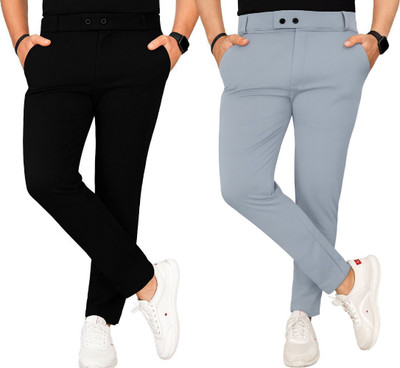 METRONAUT Regular Fit Men Black, Grey Trousers