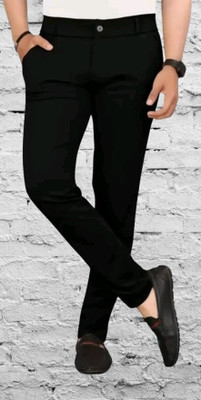 CIVIRASTYLE Slim Fit Men Black Trousers