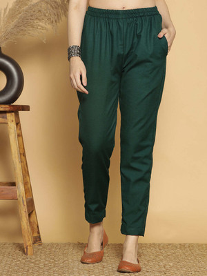 LetsDressUp Comfort Fit Women Dark Green Trousers