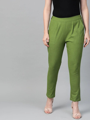 Yash Gallery Regular Fit Women Green Trousers