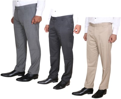 IndiWeaves Regular Fit Men Beige, Black, Light Green Trousers