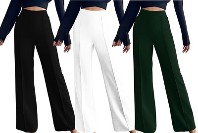 Kintu Parantu Regular Fit Women Black, White, Green Trousers