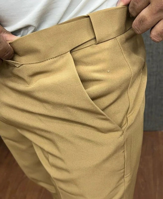 Blends Trendz Regular Fit Men Cream Trousers