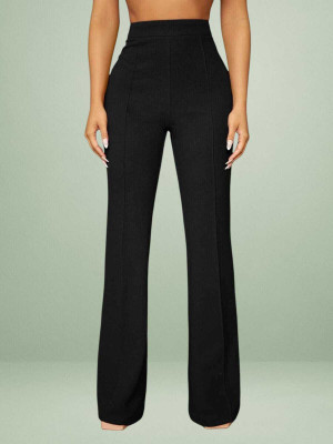 lookskky Comfort Fit Women Black Trousers