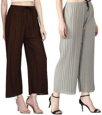 GLADLY Regular Fit Women Brown, Silver Trousers