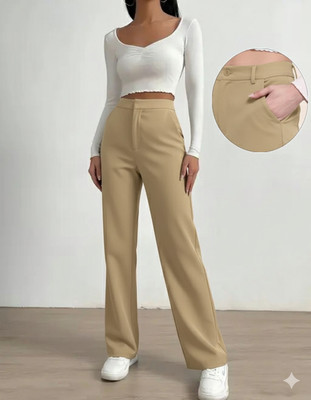 ARUHA Regular Fit Women Beige Trousers
