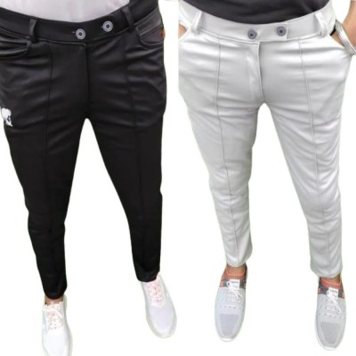 MSRathoreEnterprises Regular Fit Men Silver, Black Trousers