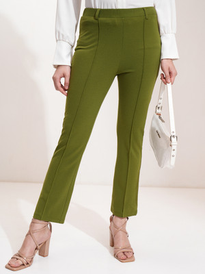 Tokyo Talkies Flared Women Green Trousers