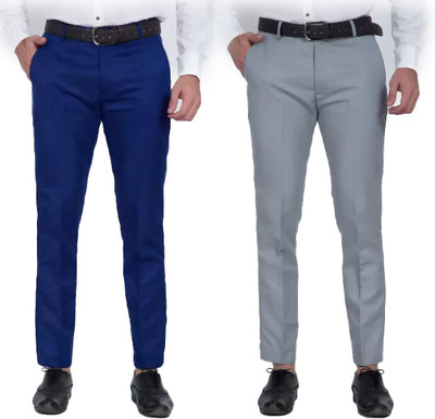 AS FASHION Regular Fit Men Dark Blue Trousers