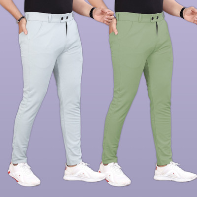 GIBBONTE Slim Fit Men Grey, Light Green Trousers