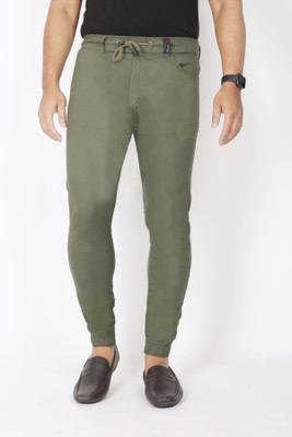 QFA Regular Fit Men Dark Green Trousers